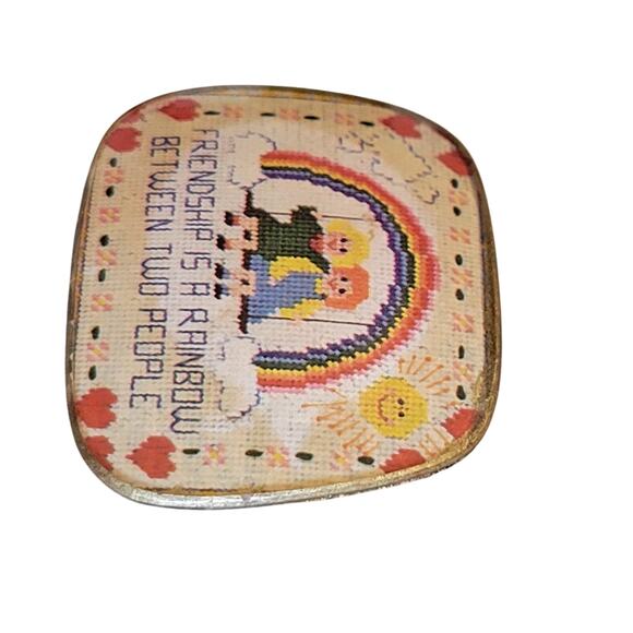 Vintage Friendship Is A Rainbow Pin Brooch Two Girls Swinging 2.03"x1.49" - Picture 9 of 11